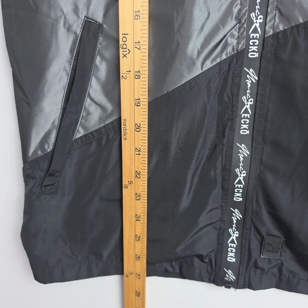 NWT Marc Ecko Cut &‎ Sew Full-Zip Jacket Men's S Black/Gray Shiny Hooded